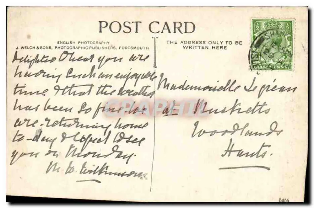 Das alte Dorf: Shanklin, I.W. 722 — J. Welch & Sons, Portsmouth - Rückseite