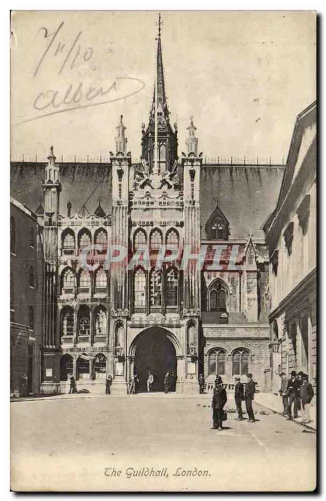 The Guildhall, London — Ansicht der Haupteingang — Verlag Fielder & Fielder & Co. Nr. 385 - Vorderseite