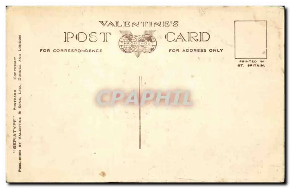 Stonebow, Lincoln — Passage mit Uhr — Valentine's Postcard, Dundee & Sons Ltd. - Rückseite