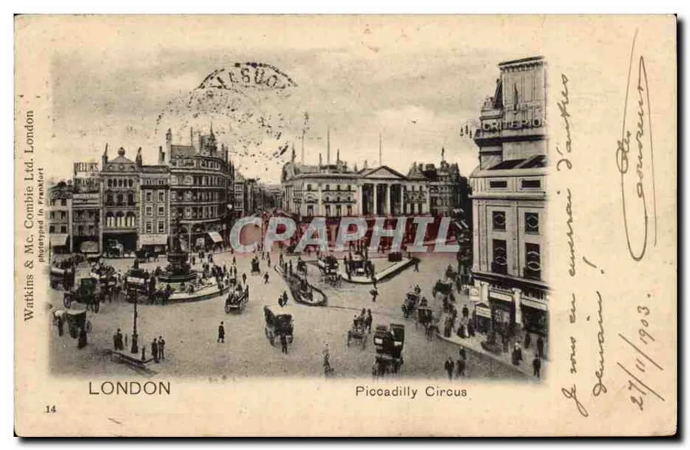 London — Piccadilly Circus — Watkins & Mc. Combie Ltd. London, n°14 - Vorderseite