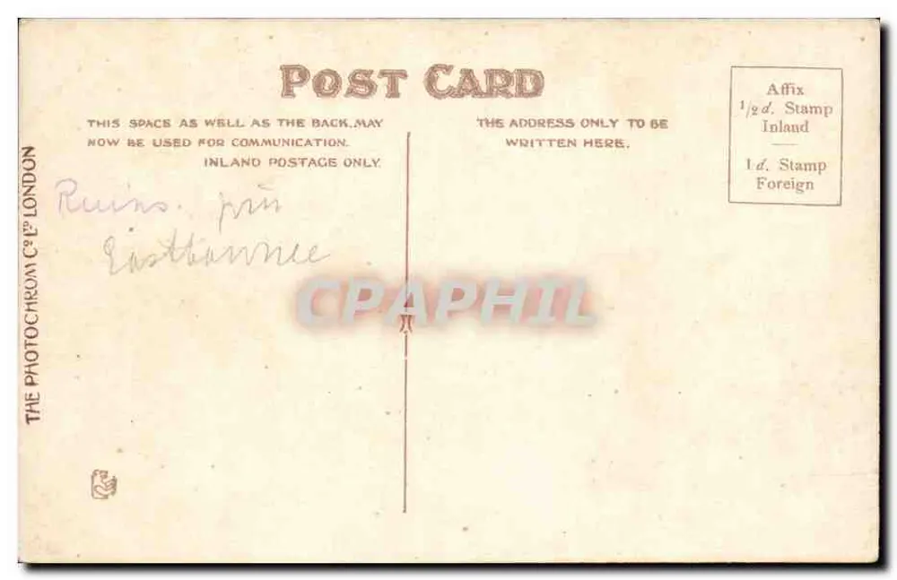 Herstmonceux Castle — nahe Brighton — The Photocrom Co. Ltd. London, Nr. 22899 - Rückseite