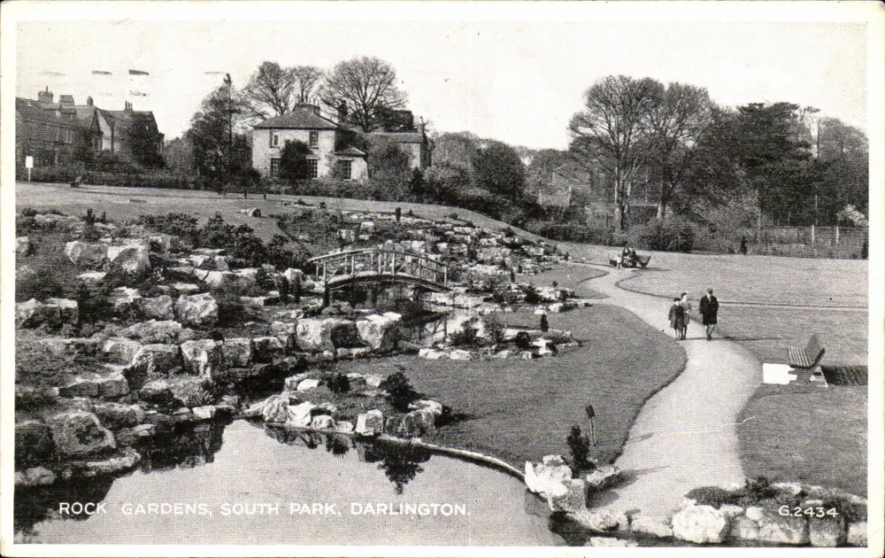 Felsengärten, South Park, Darlington — Verlag Valentine's Postcard, Nr. G.2434 - Vorderseite