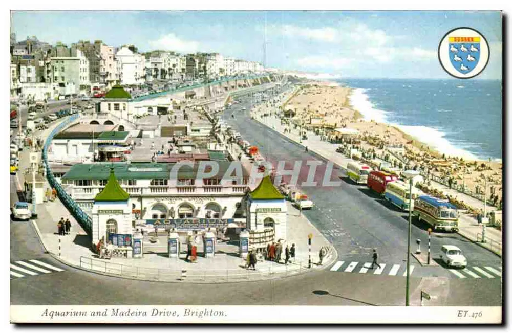 Aquarium und Madeira Drive, Brighton — Sussex — Verlag Elgate Postcards, n° ET.476 - Vorderseite