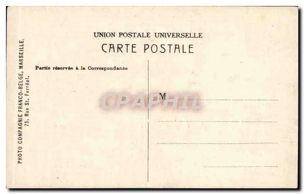 Porträt eines Mannes mit Schnurrbart — Studio — Compagnie Franco-Belge, Marseille - Rückseite
