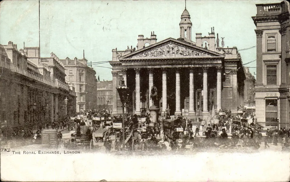 The Royal Exchange, London — Ansicht des belebten Platzes — T.N.2 - Vorderseite