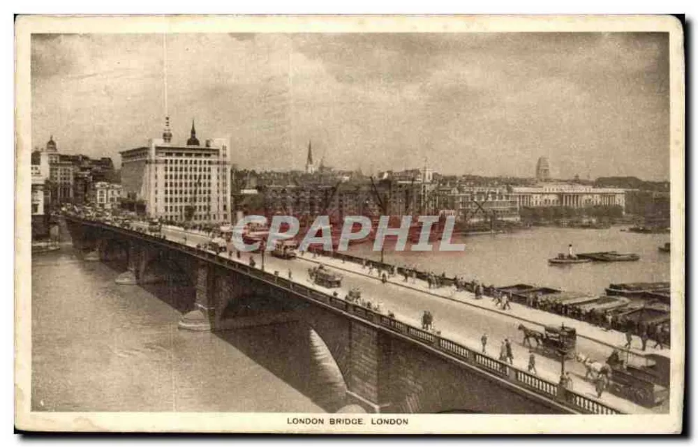 London Bridge, London — Ansicht der Stadt und des Flusses — Verlag W. Straker Ltd. - Vorderseite