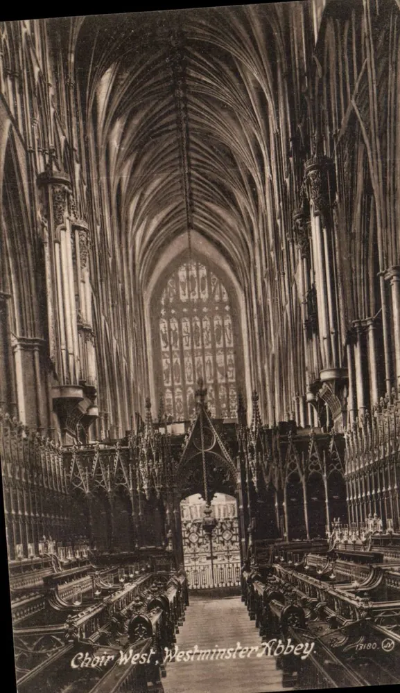Choir West, Westminster Abbey — Gotische Innensicht — Valentine & Sons, n° 13190 - Vorderseite