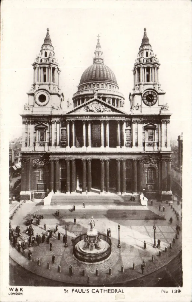 St Paul's Cathedral — Ansicht der Fassade und des Platzes — W & K, London, n° 139 - Vorderseite