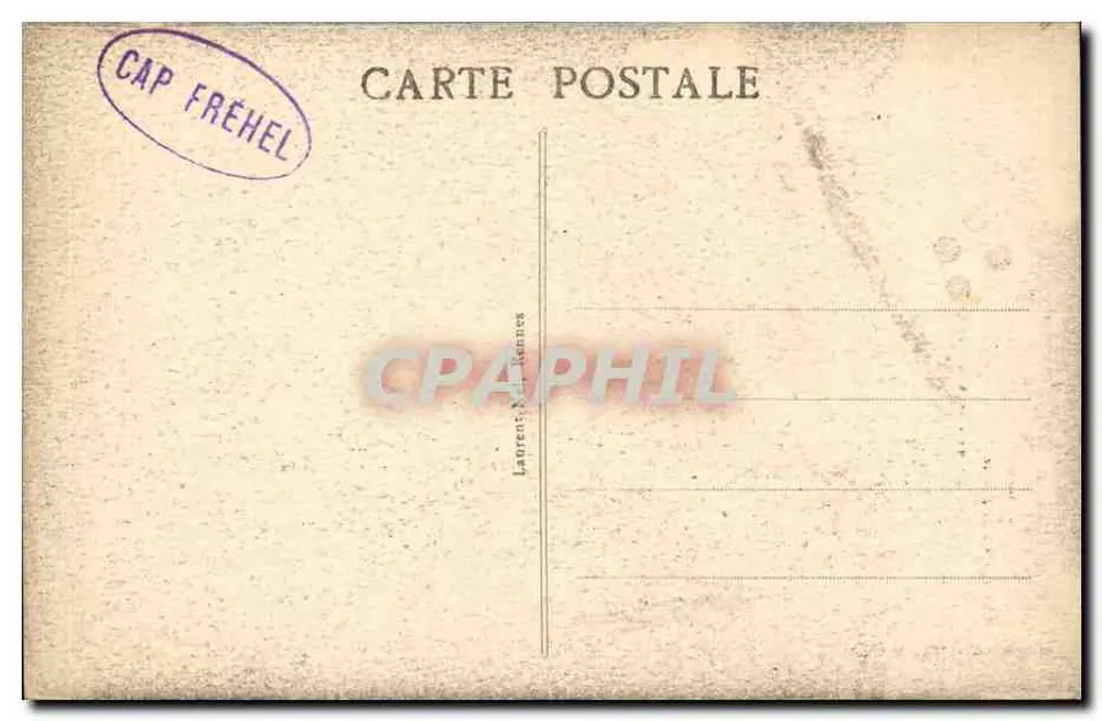 Cap Fréhel (Nordküste) — Pyramidenförmiger Felsen, Spitze des Fort La Laitte — Verlag Laurent, Rennes, Nr. 117 - Rückseite