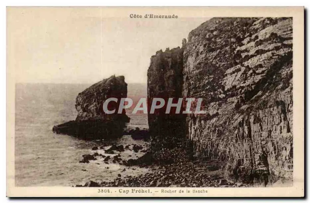 Cap Fréhel — Rocha da Banche — Costa da Esmeralda — Editor Laurent-Jacques Rennes, n° 3804 - Frente