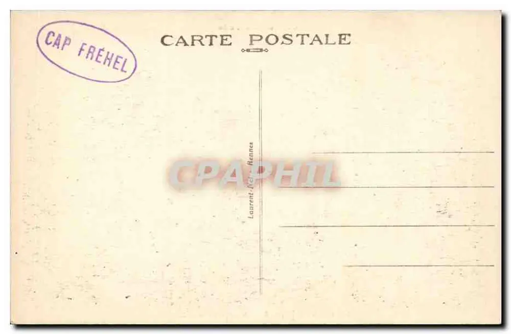 Cap Fréhel — Rocha da Banche — Costa da Esmeralda — Editor Laurent-Jacques Rennes, n° 3804 - Verso