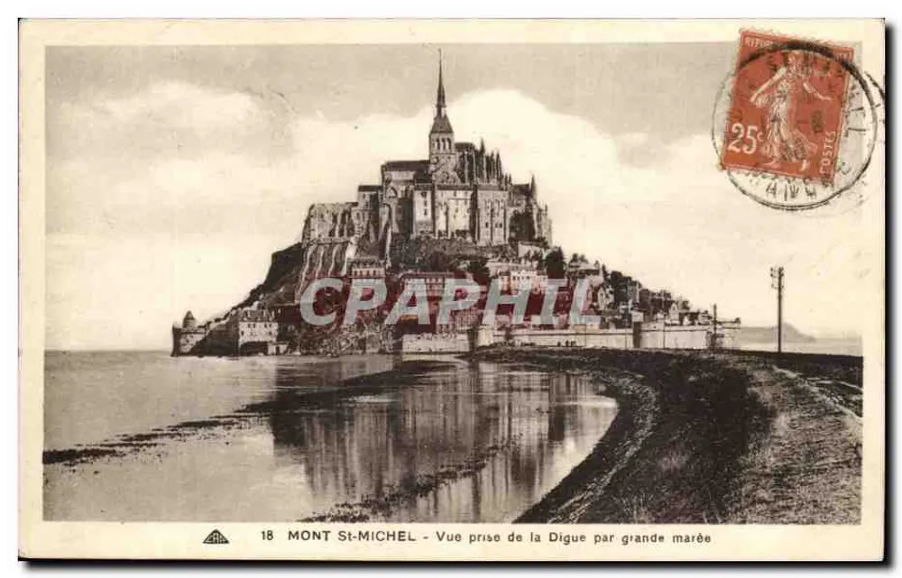 Mont-Saint-Michel — Ansicht vom Digue bei Ebbe — Ch. des Arts Photographiques - Strasbourg-Schiltigheim, n°18 - Vorderseite