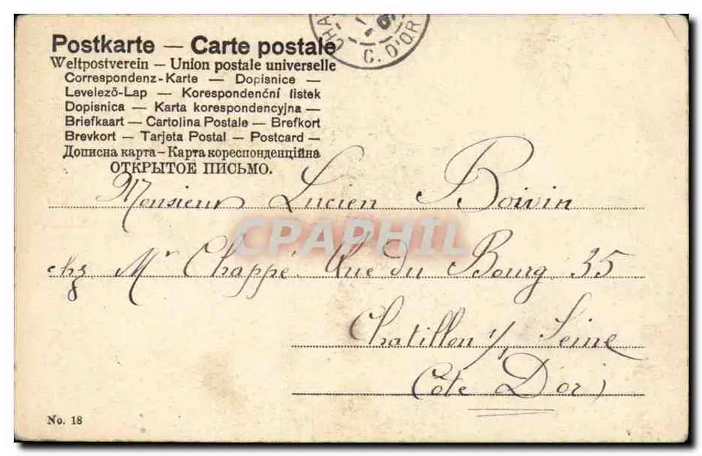 Junge Frau im orientalischen Kleid — Verlag C. Dior, Nr. 18 - Rückseite