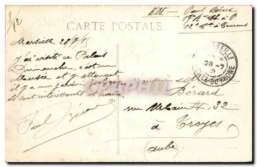 MARSEILLE - O Palácio Longchamp — (Paul Longchamp) - Verso