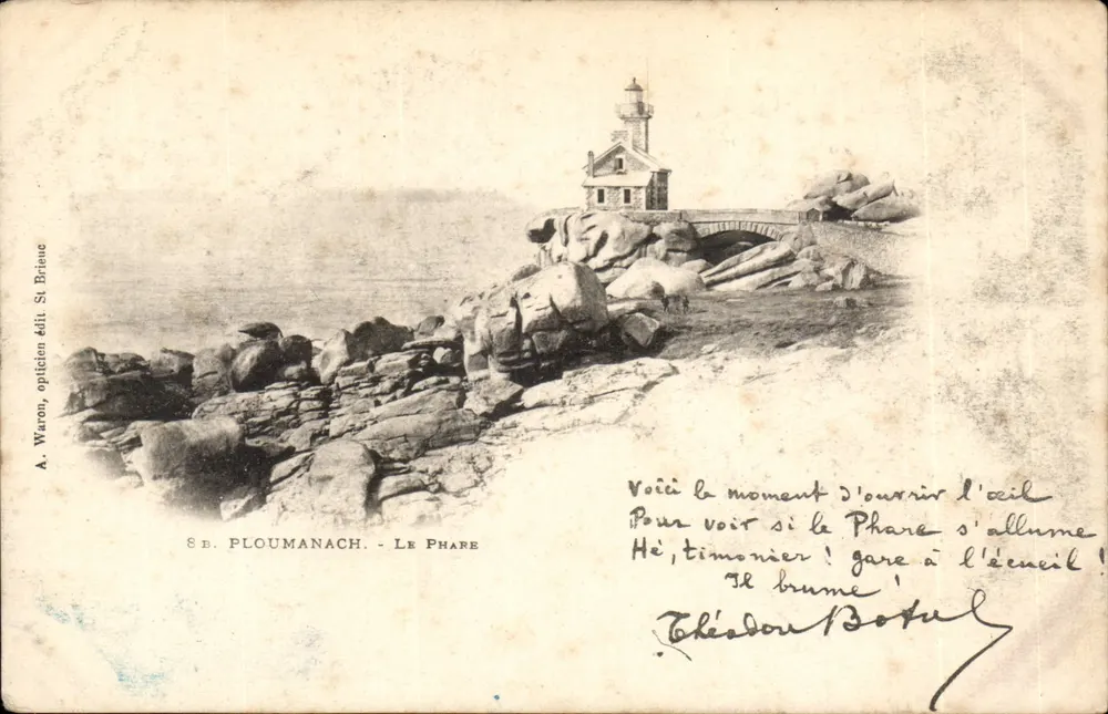 Ploumanach - El Faro — A. Waron, óptico, ed. St Brieuc - Anverso