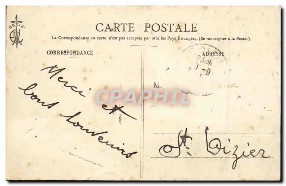 Een vrouw bij de metayerie en een zeevaarder — De Liedjes van Botrel geïllustreerd door E. Hamonic — n° 334 — « Le Fil Cassé » (2e couplet) - Achterkant