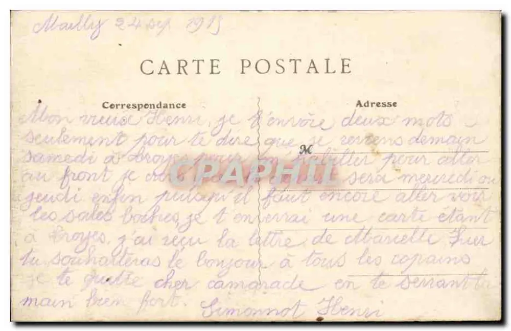 Camp de Mailly — Ansicht der Zelte — Militärmarkt, A. Niefs - Rückseite