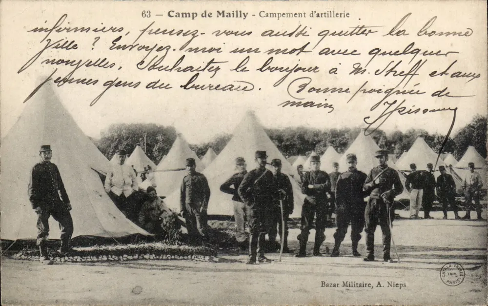 Camp de Maillé - Artillerie-Lager — Militärbazar, A. Nieps, Nr. 63 - Vorderseite