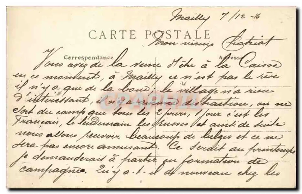 Camp de Maillé - Artillerie-Lager — Militärbazar, A. Nieps, Nr. 63 - Rückseite