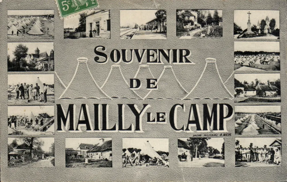 Campo militar de Mailly-le-Camp — Lembrança de Mailly-le-Camp — Bazar Militar A. Niërs - Frente