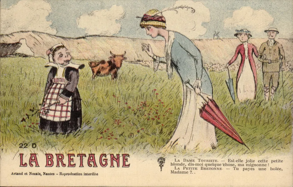Brittany — humorvoller Szenen mit kleiner Bretonin und Touristin — Artaud und Nozais, Nantes, n°22 D - Vorderseite