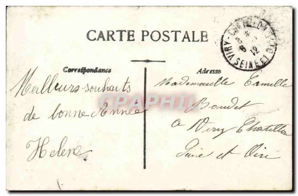 Mädchen mit Blumenstrauß — Frohe Neujahr — J.C. Paris, Nr. 802 - Rückseite