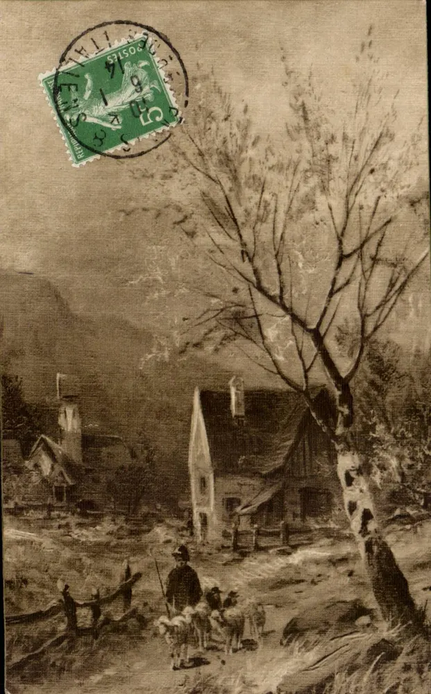 Landschaft mit Schäfer und Schafen — Verlag W. R. B. & Co., Wien, Serie 3129 - Vorderseite