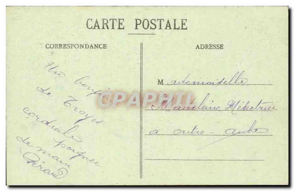 Troyes - A Valéria Suiça — Coleção T. G. — n° 67 - Verso