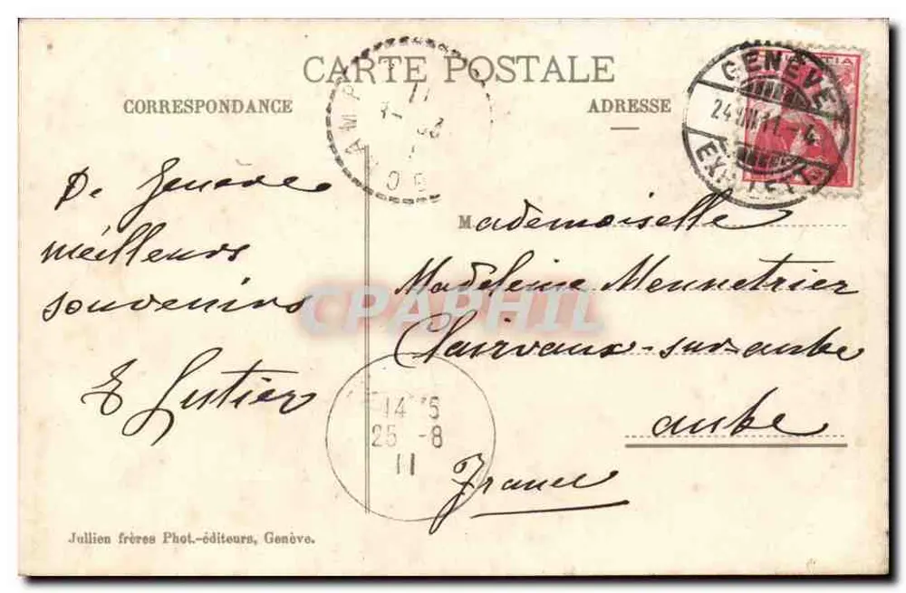 Genève — Quai du Mont-Blanc — J.J. 2 - Verso