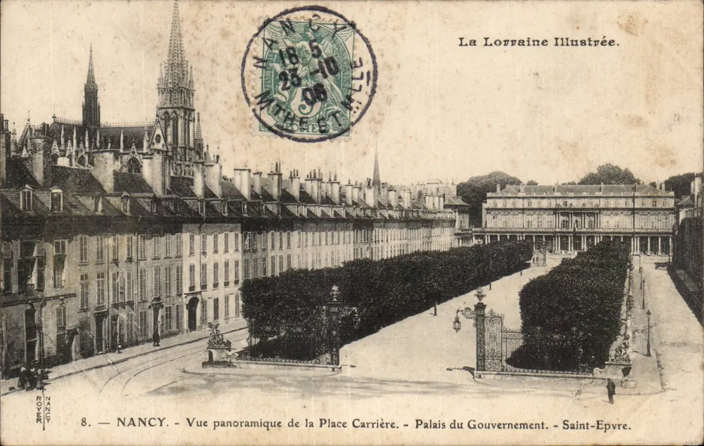 NANCY — Panoramablick auf die Place Carrière — Palast des Regierungsrats — Saint-Epvre — La Lorraine Illustrée. - Vorderseite