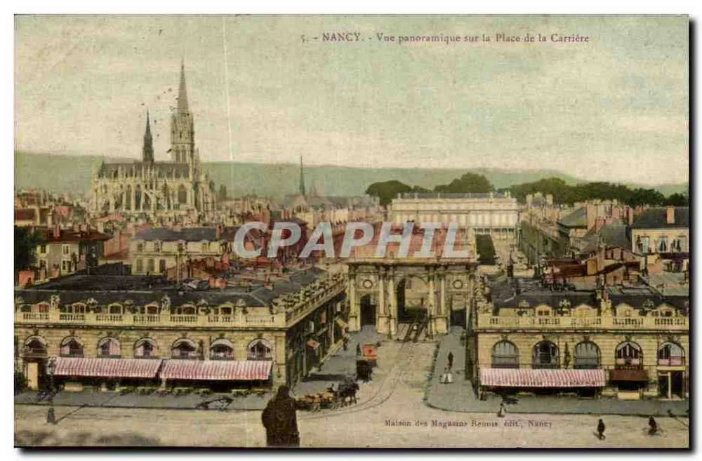 NANCY — Panoramablick auf die Place de la Carrière — Maison des Magasins Beouus, Verlag Nancy - Vorderseite