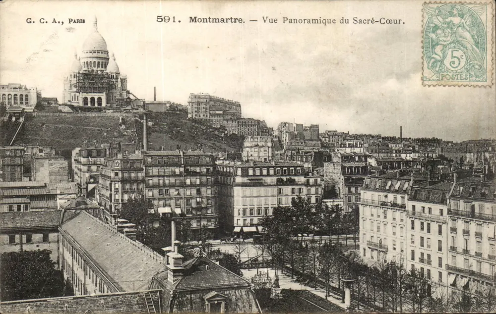 Montmartre — Panoramablick auf den Sacré-Cœur — G. C. A., Paris, n° 591 - Vorderseite