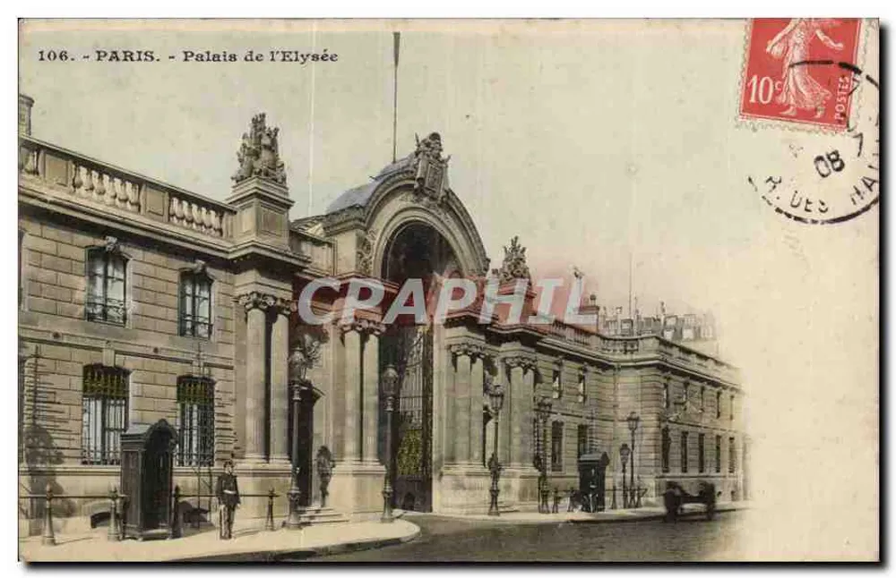Paris - Palácio do Élysée — Bilhete postal antigo n°106, editor desconhecido - Frente