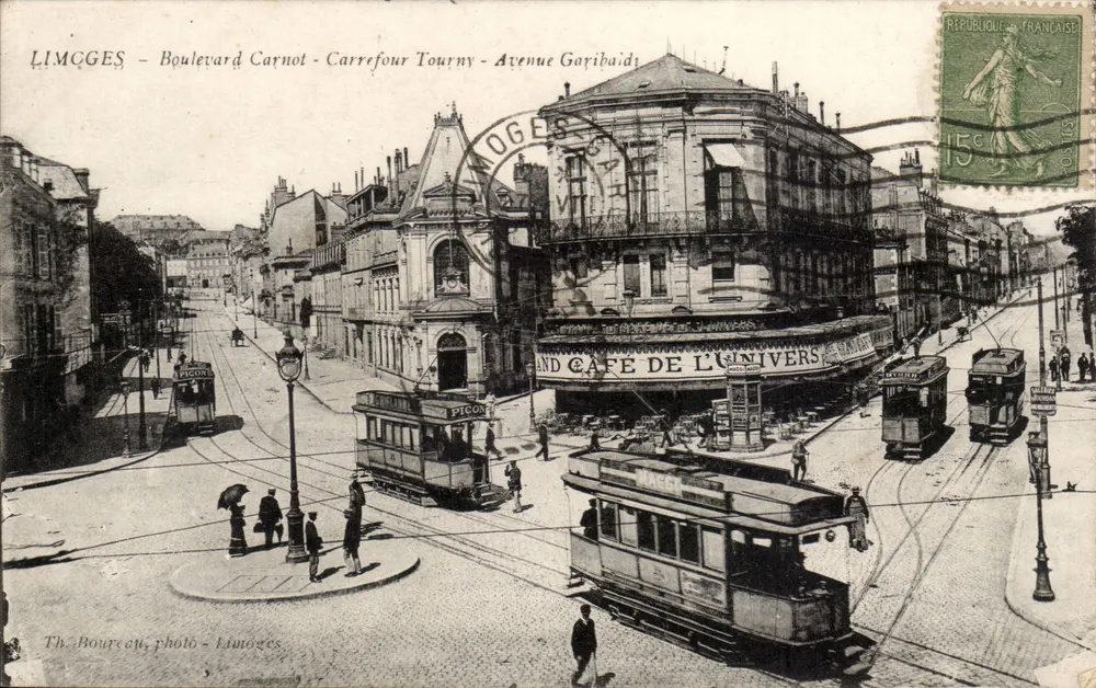 Limoges - Boulevard Carnot - Carrefour Tourny - Avenue Garibaldi — Café de l'Univers — Th. Bourreau, photo - Limoges - Vorderseite