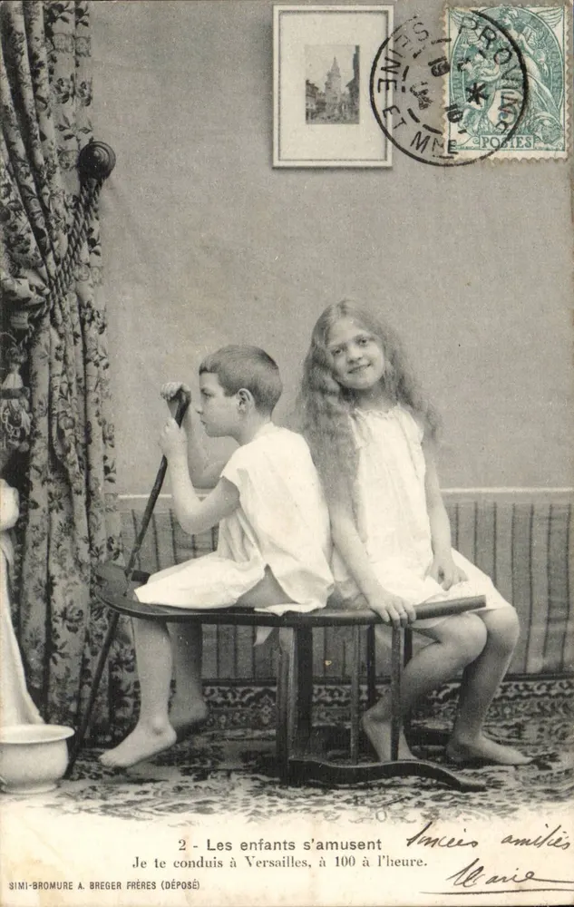 Kinder spielen — Ich bringe Sie nach Versailles, zu 100 Franc pro Stunde — SIMI-BROMURE A. BREGER FRÈRES (DEPOSED) - Vorderseite