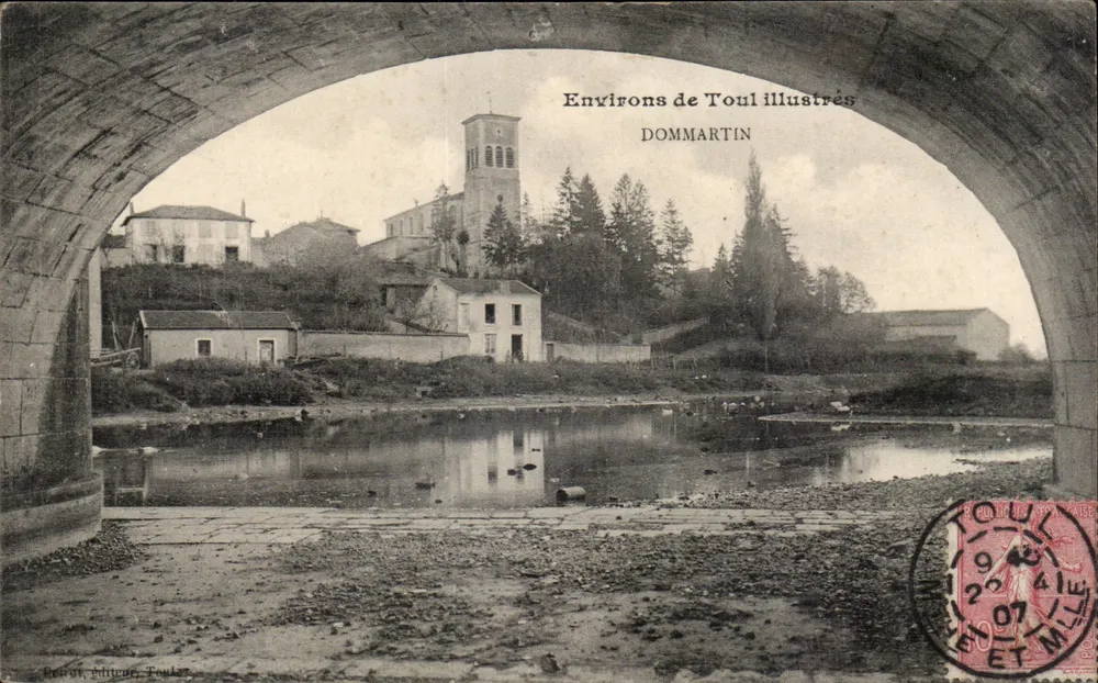 Dommartin — vista sob um ponte — Environ de Toul illustrés, editor Péron, Toul - Frente