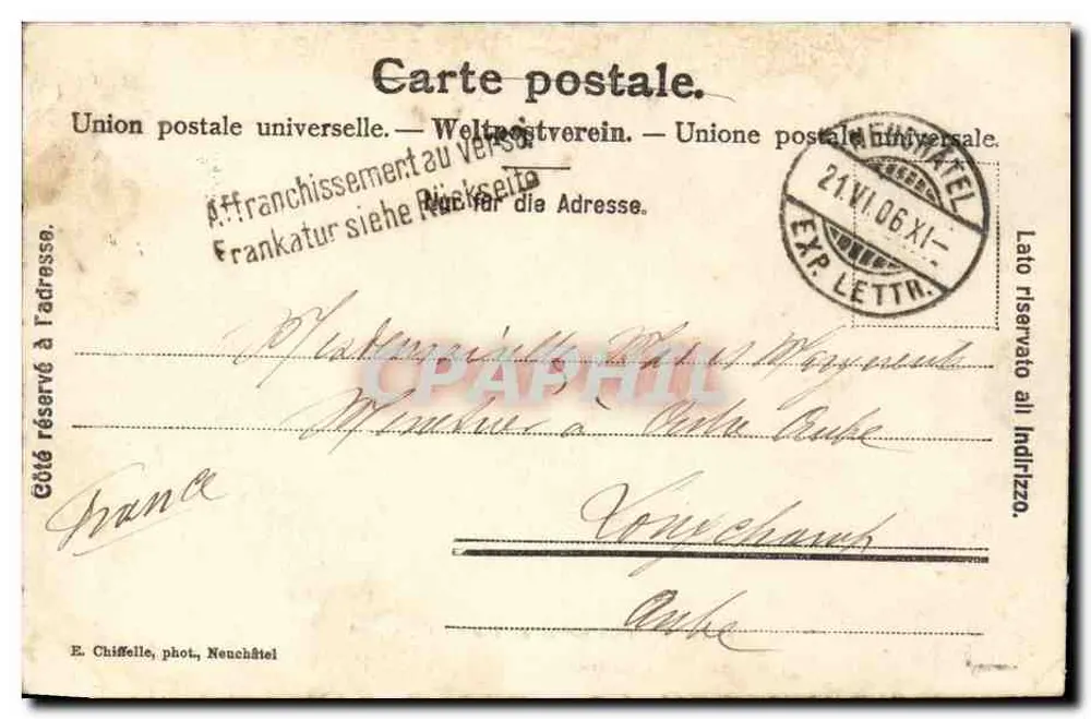 Stürmisches Wetter am Neuchâtelsee — E. Chiffelle, phot. Neuchâtel, n° 840 b - Rückseite