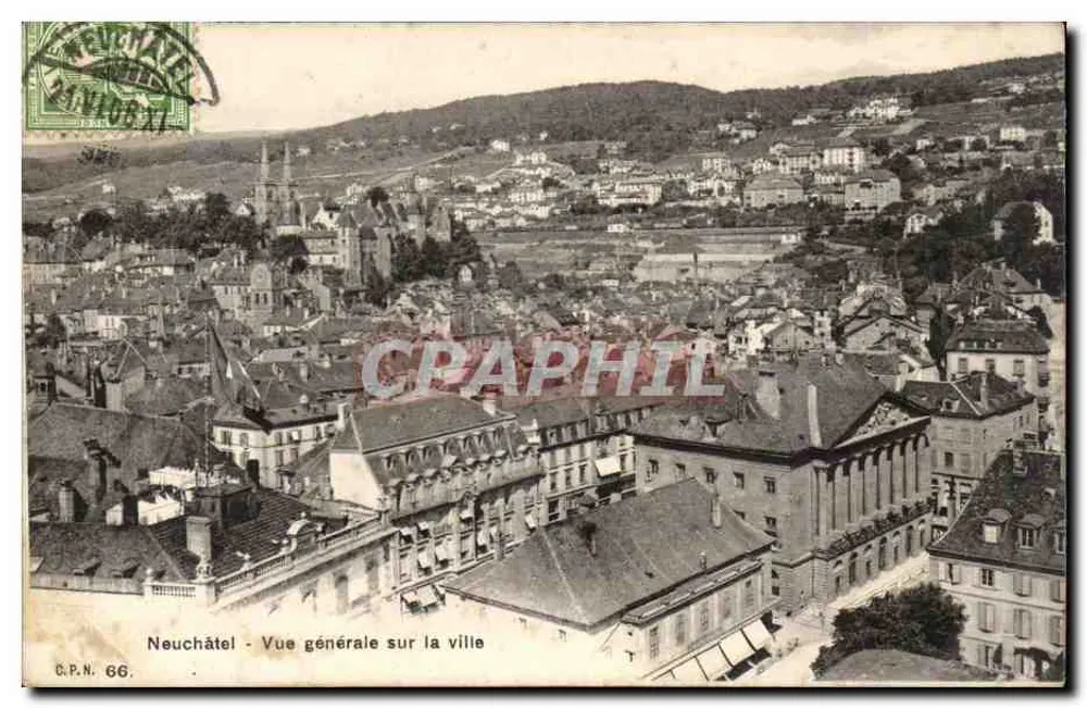 Neuchâtel - Allgemeiner Blick auf die Stadt — C.P.N. 66 — unbekannter Verlag - Vorderseite