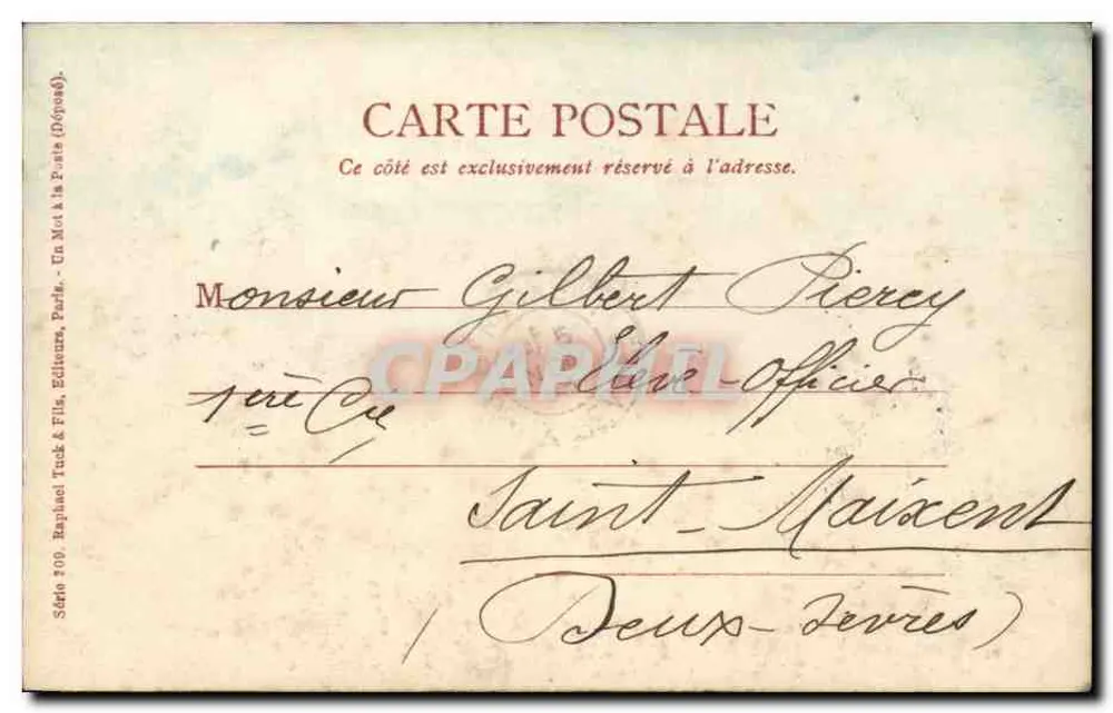 Mme Réjane in Mme Sans-Gêne — Verleger Raphael Tuck & Fils, Serie 200 - Rückseite