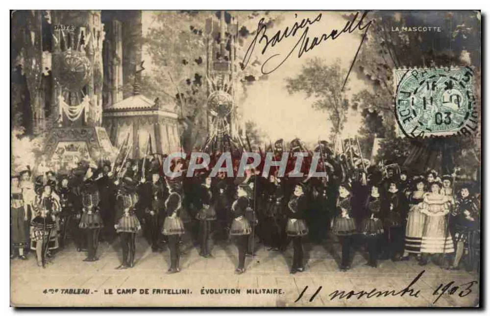 Das Lager Fritellini — Militärische Evolution — La Mascotte, 1903 - Vorderseite