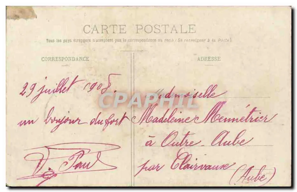 Pensée — tarjeta postal decorativa con 5 viñetas — Poirat, editor, Toul - Reverso