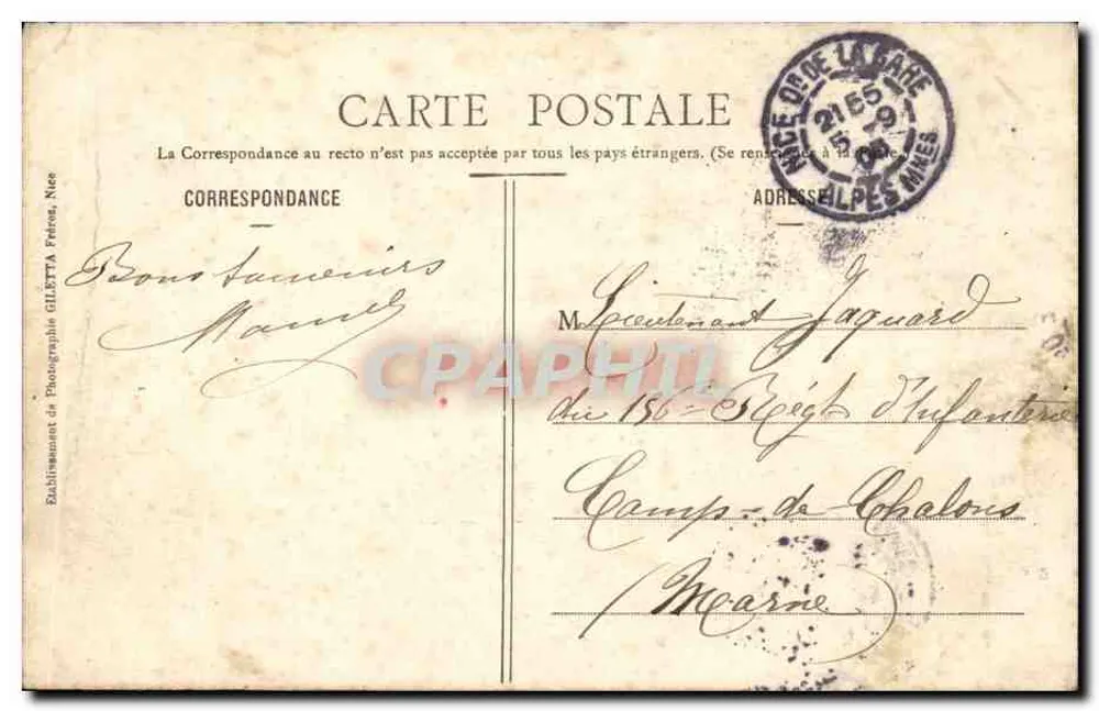 Menton - Jardim Público — Coleção Artística, n° 914 - Verso