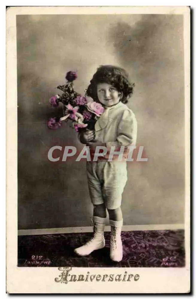 Kind mit Blumenstrauß — Geburtstag — d.C. PAURS n°212 - Vorderseite