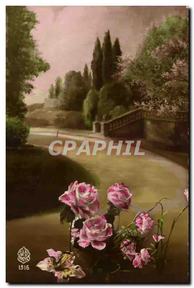 Garten mit Rosen — Ansicht eines Parks — WD Cartes 1316 - Vorderseite