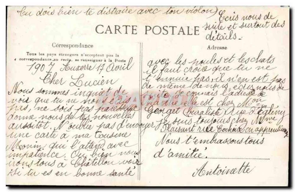AUXERRE — Souvenir d'Auxerre orné de roses — Nordmann, Edit., Auxerre - Verso