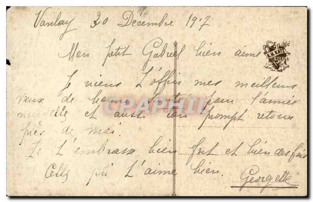 Soldat und junge Frau — Neujahr — Verlag J.K. n°2212 - Rückseite
