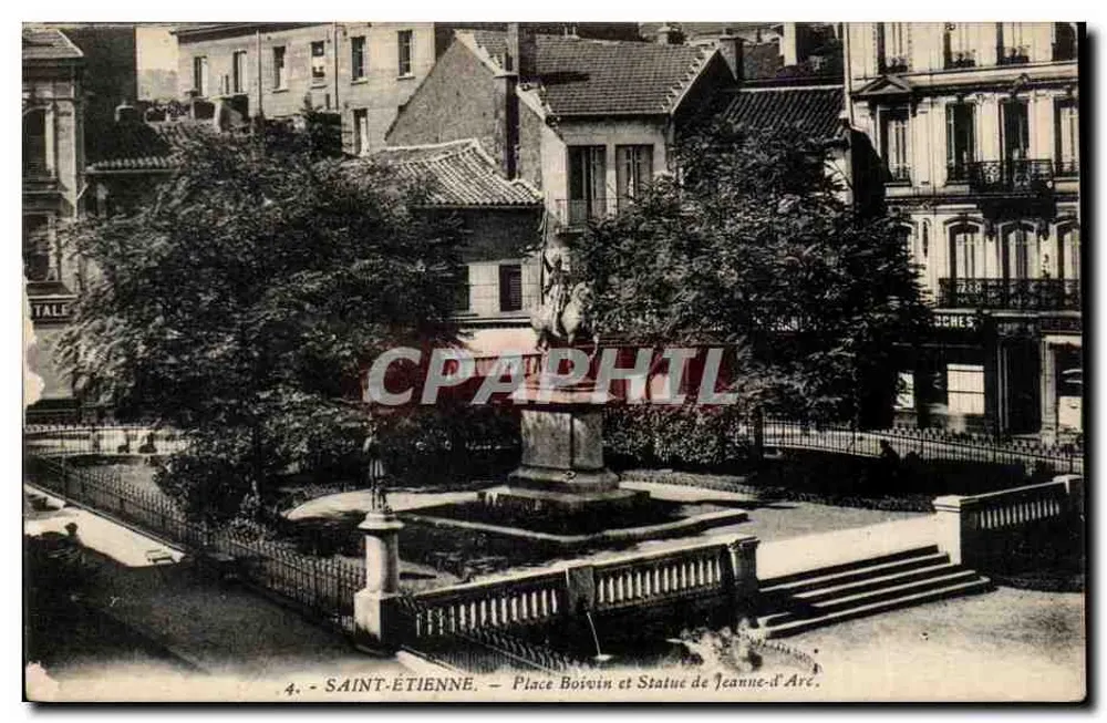 Saint-Étienne — Place Boisvin und Statue der Jeanne-d'Arc — Ansichtskarte Nr. 4 - Vorderseite