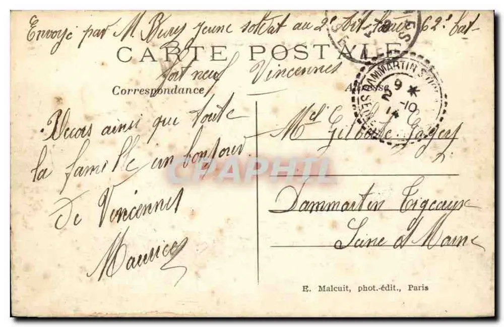 Vincennes — Vista geral do Castelo — E. M. - Verso