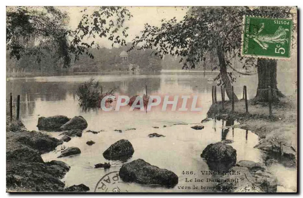 Vincennes — O lago Daumesnil em direção ao templo — E. Malecuit, fot-édit. Paris, n° 486 - Frente