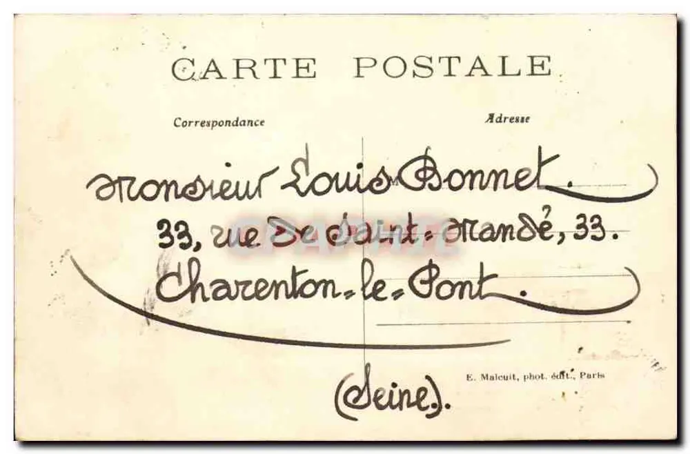Der Vincennes-Wald — Bach und Rasen — E. M. — n°494 - Rückseite